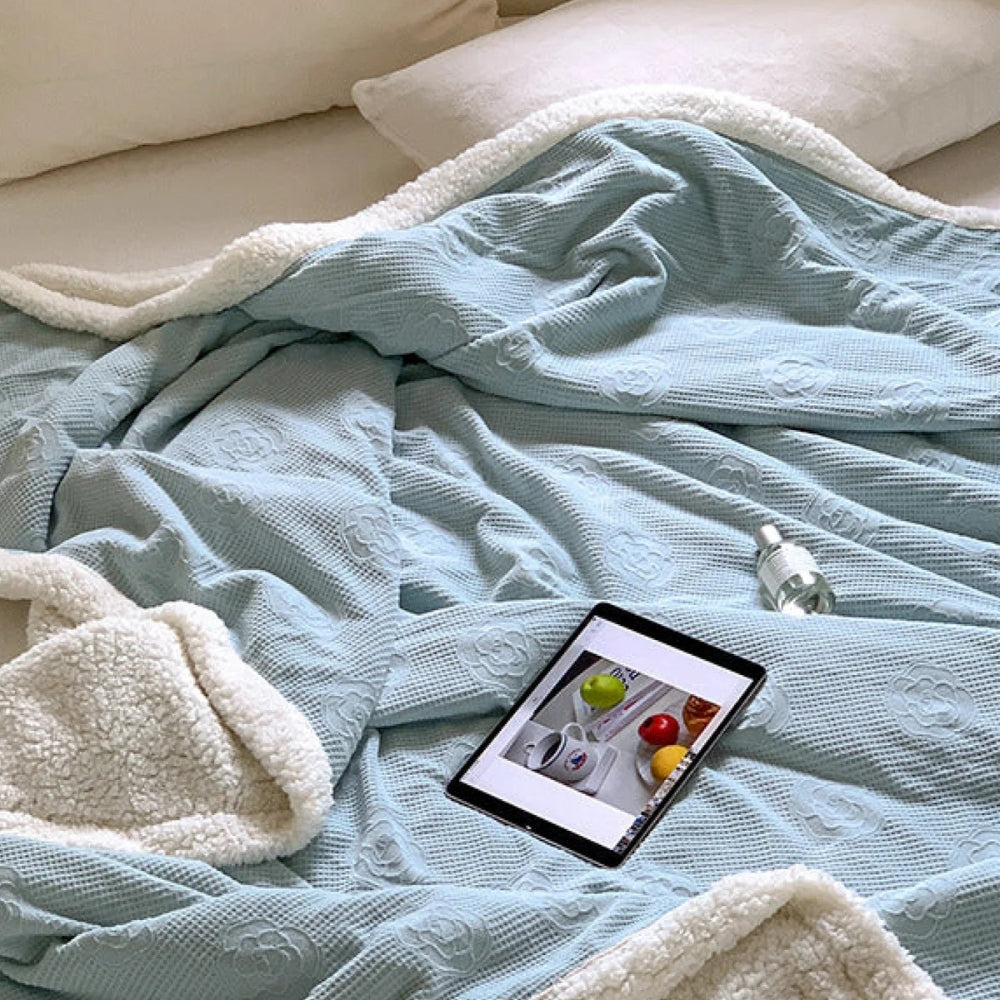 LoungeYard | Solène Floral Embossed Sherpa Blanket — product view 5