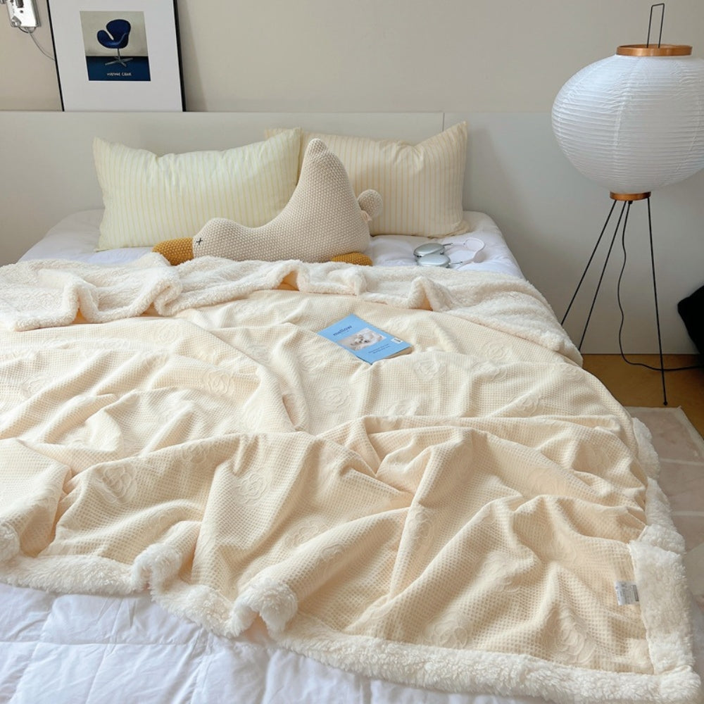 LoungeYard | Solène Floral Embossed Sherpa Blanket — product view 6