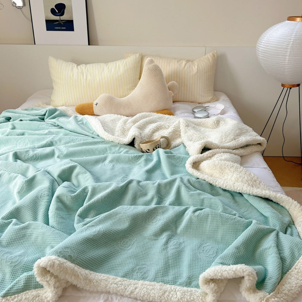 LoungeYard | Solène Floral Embossed Sherpa Blanket — product view 7