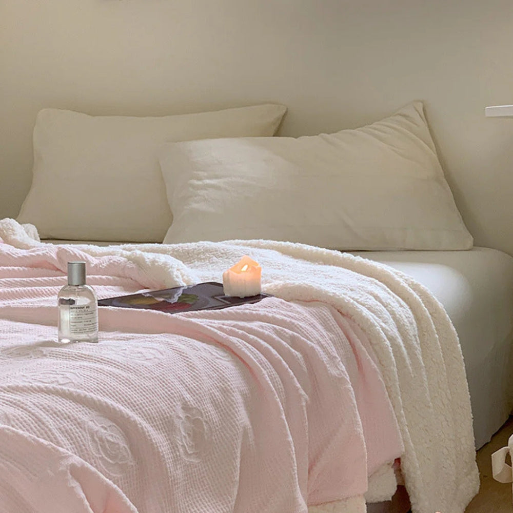 LoungeYard | Solène Floral Embossed Sherpa Blanket — product view 3