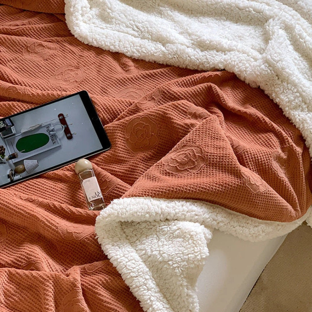 LoungeYard | Solène Floral Embossed Sherpa Blanket — product view 1