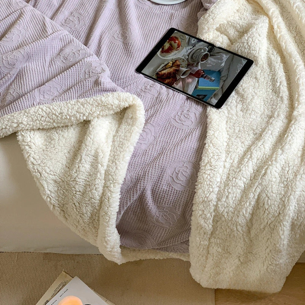 LoungeYard | Solène Floral Embossed Sherpa Blanket — product view 4