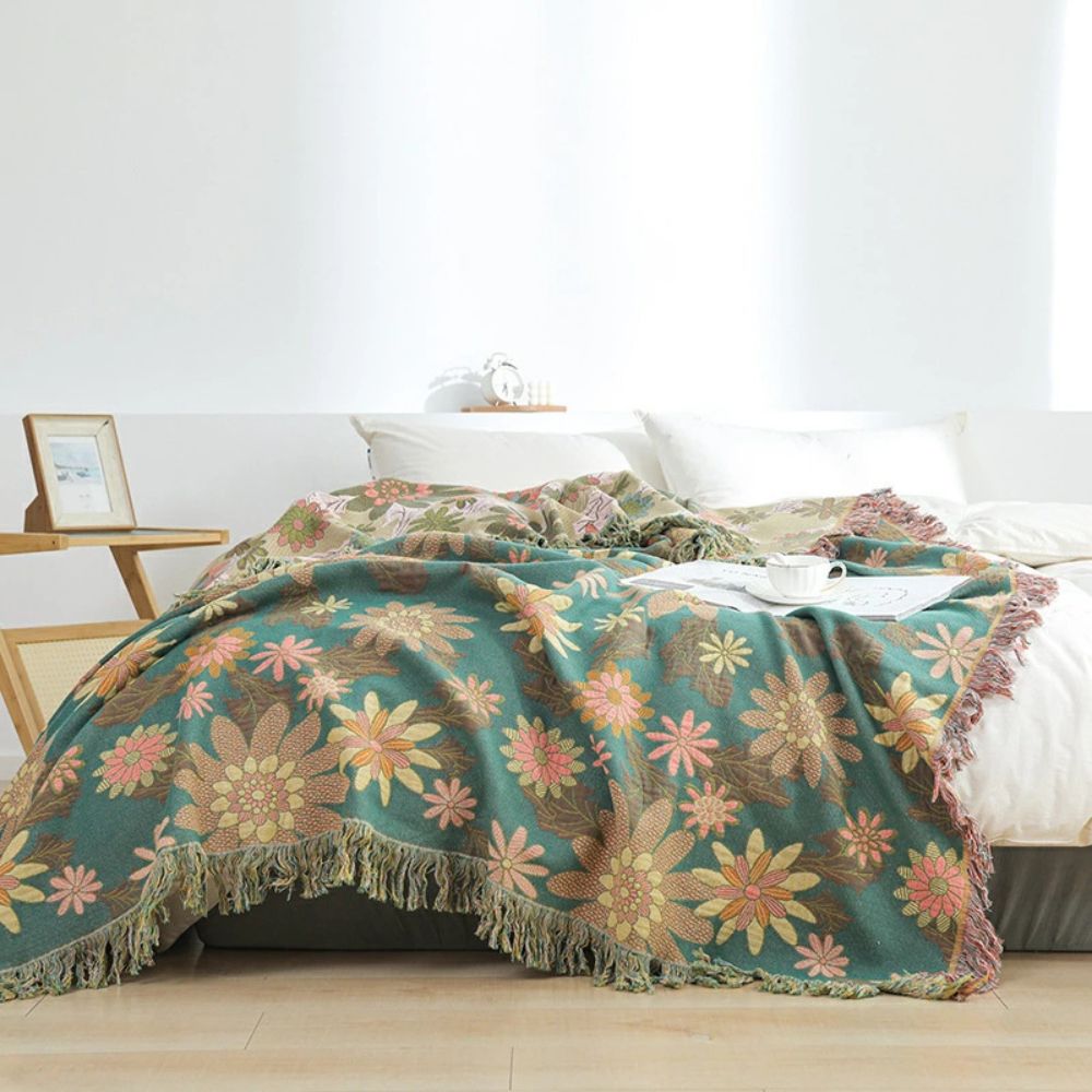 LoungeYard | Verdant Bloom Reversible Jacquard Blanket — product view 3