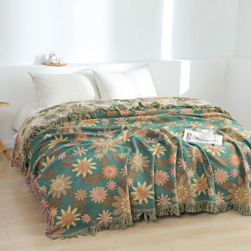 LoungeYard | Verdant Bloom Reversible Jacquard Blanket — product view 2