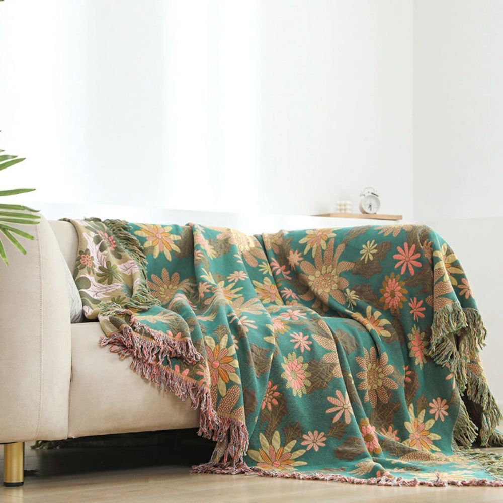 LoungeYard | Verdant Bloom Reversible Jacquard Blanket — product view 5