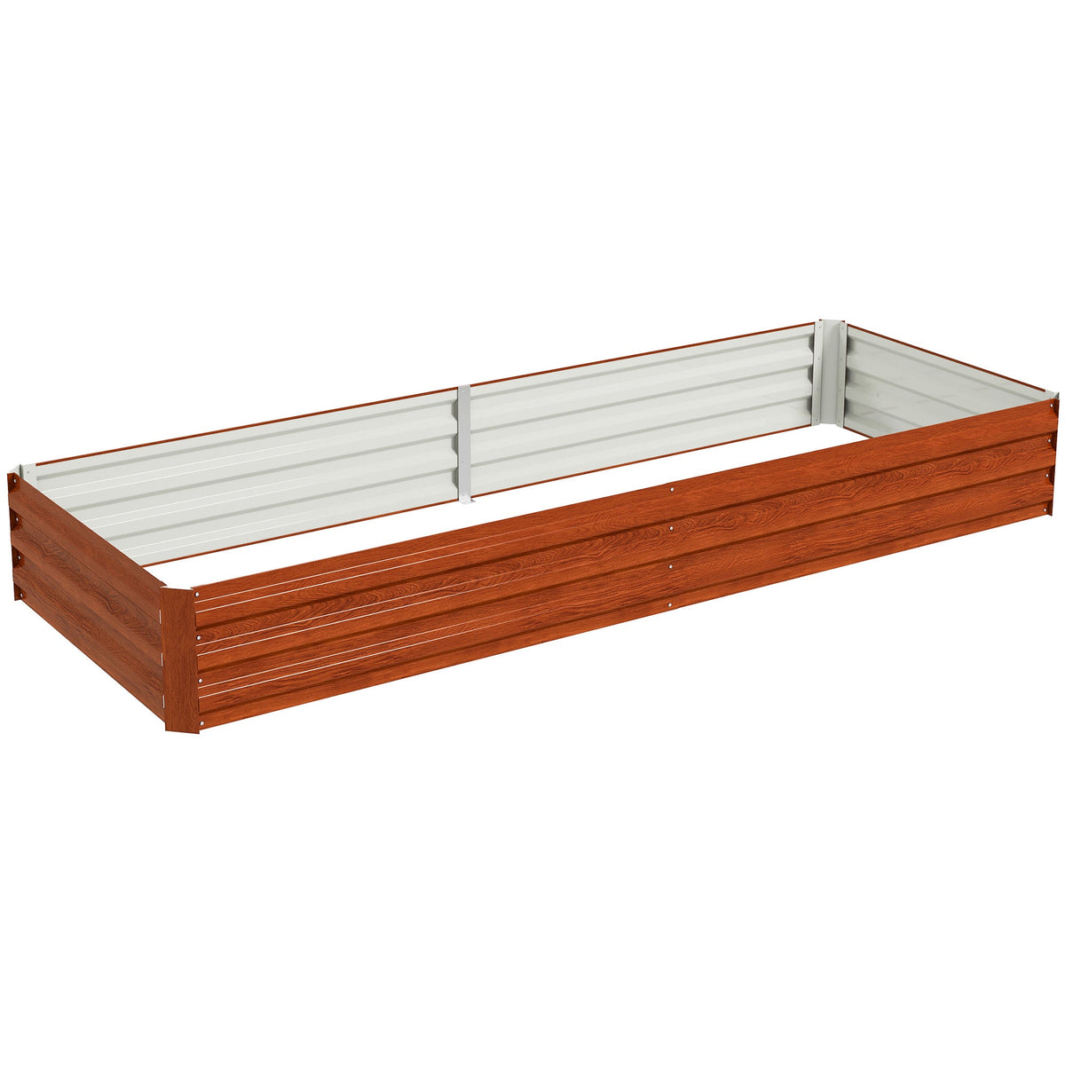 8' x 3' x 1' Galvanized Raised Garden Bed for Growing Flowers, Succulents, Natural Wood — product view 2