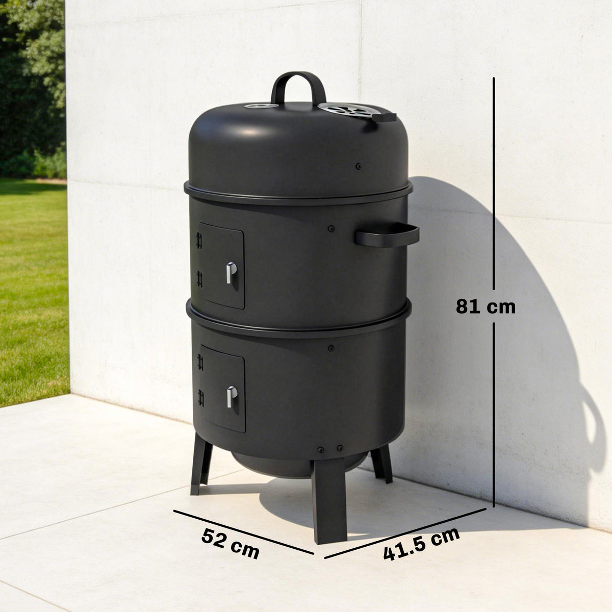 3-in-1 Vertical Charcoal Smoker with 2 Grill Grates — product view 5