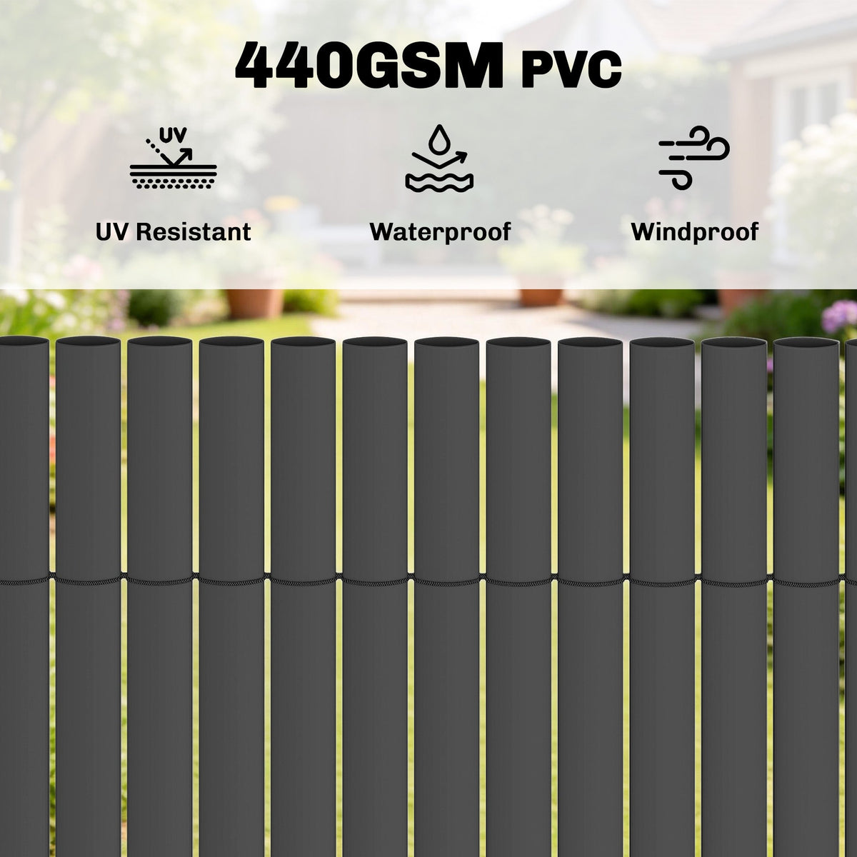 2pcs Plastic Privacy Screening Fence, 1 m x 5 m, Dark Grey — product view 6