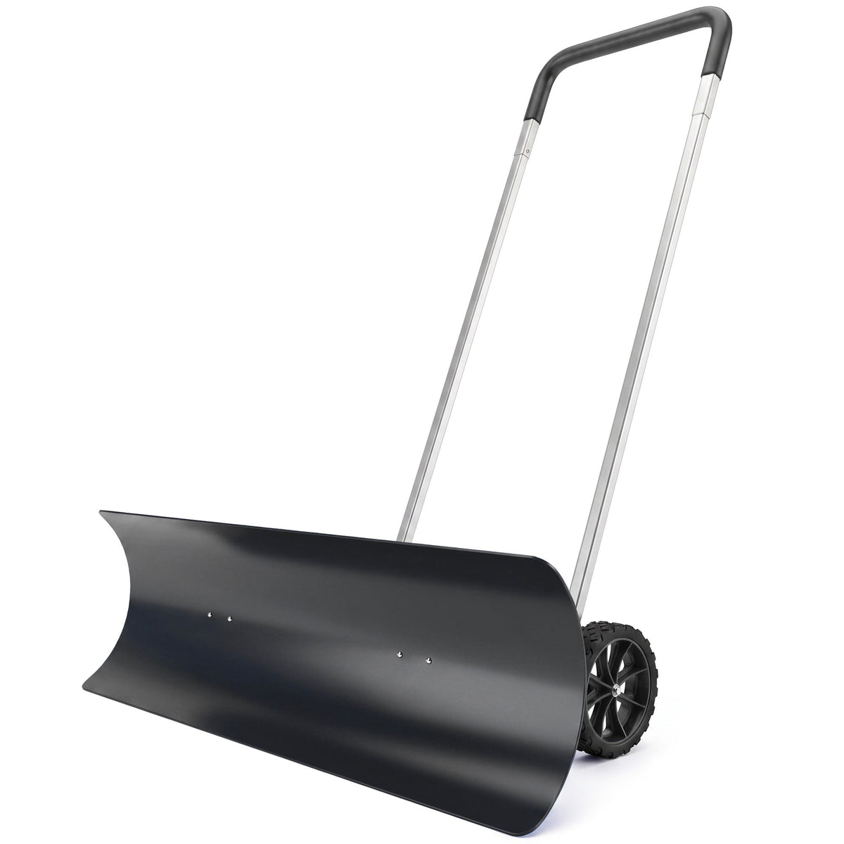 37" Extra-Wide Aluminum Snow Pusher with Wheels and Ergonomic Handle, Black — product view 2