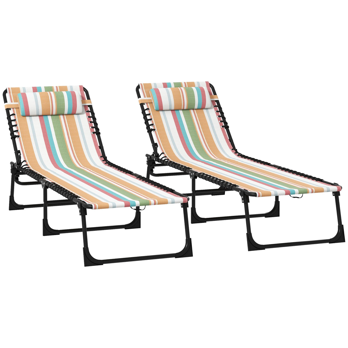 2-Piece Folding Chaise Lounge Set with 4-Position Reclining Back & Breathable Mesh Seat for Poolside and Beach — product view 2