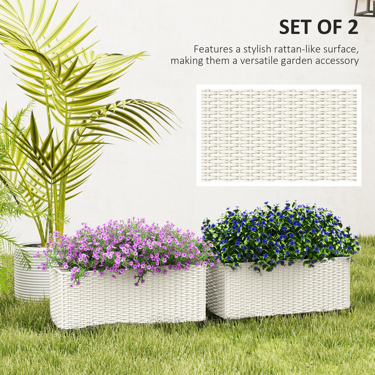 2 Pack 20" Railing Planter Boxes with Hooks and Drainage, White — product view 6