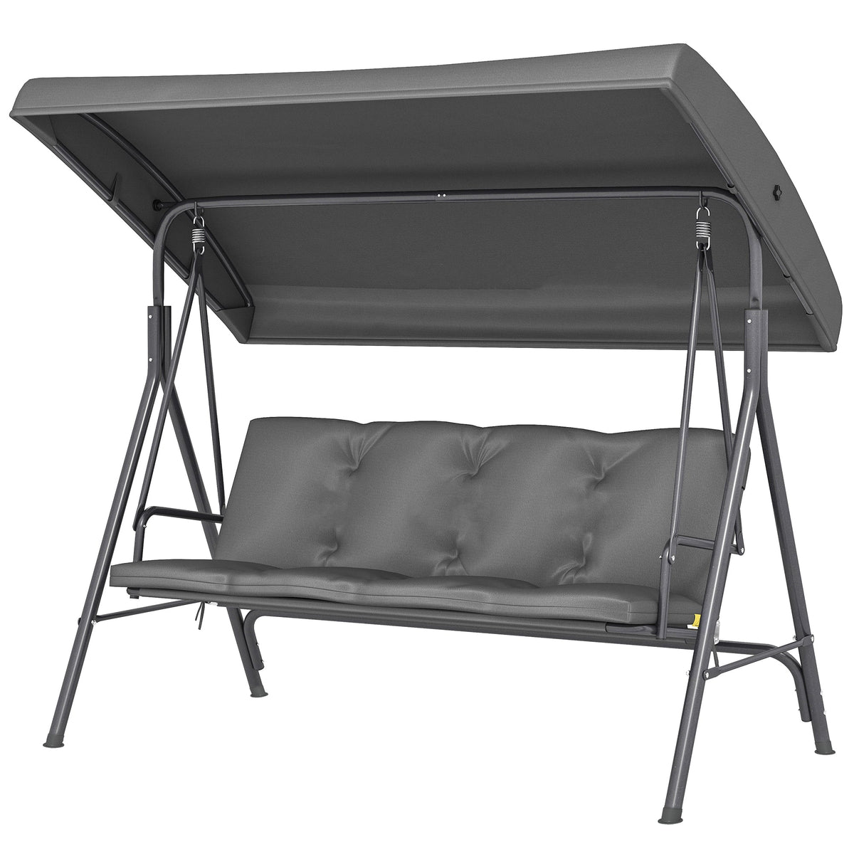 3 Seater Garden Swing Chair with Tilting Canopy and Cushion, Dark Grey — product view 2