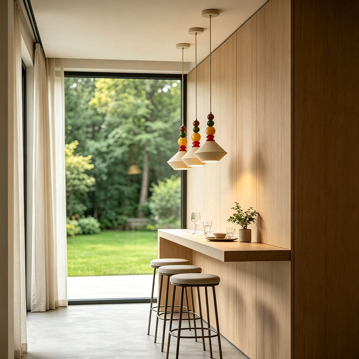 WOMO Mid‑Century Colorful Bead Pendant Light-WM3239 — product view 4