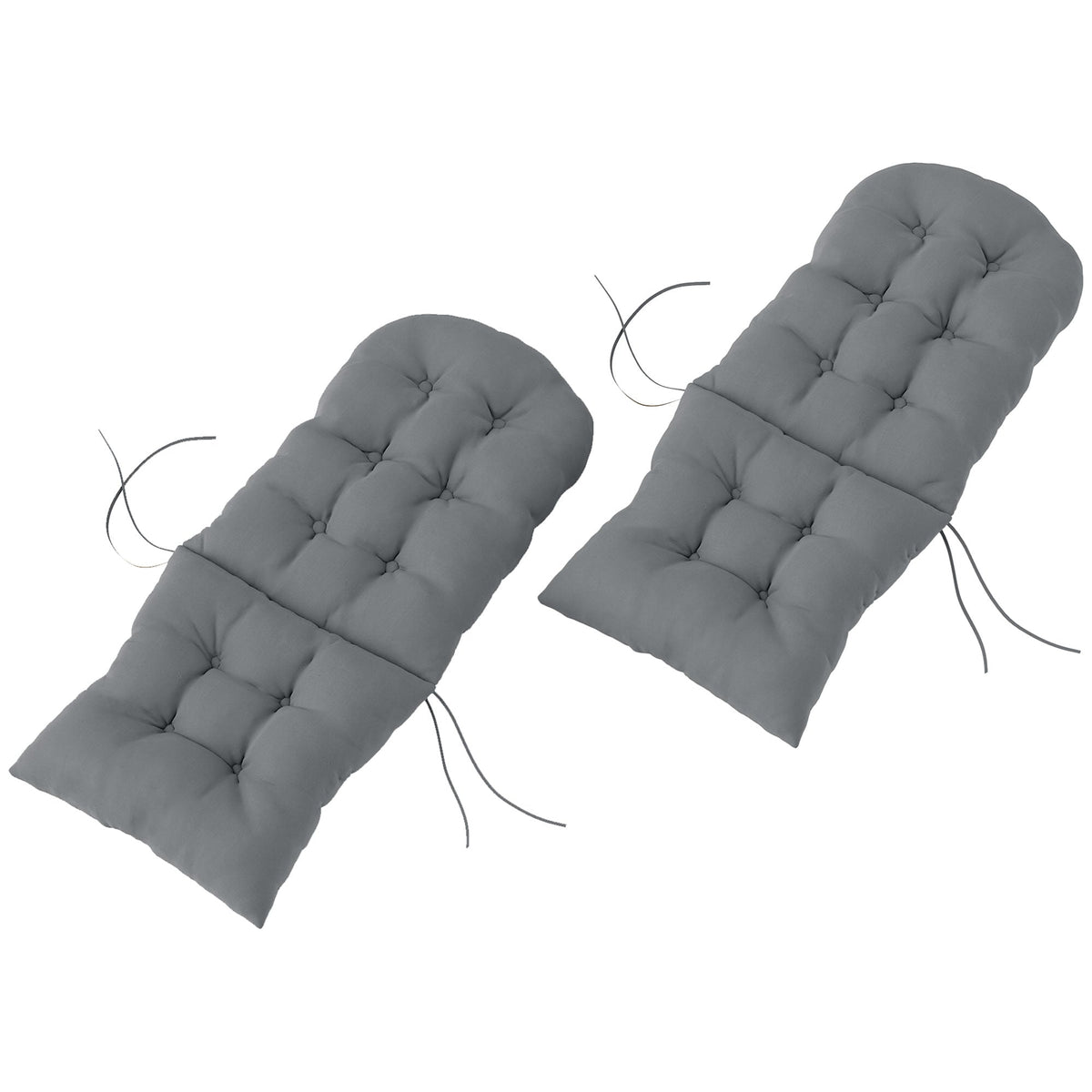 Set of 2 Tufted High Back Adirondack Chair Cushions with Ties, Non-Slip Grey — product view 2