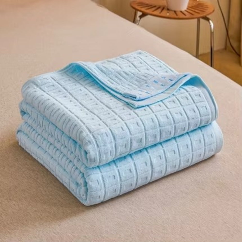 LoungeYard | Waffle Cotton Summer Bedspread Throw Blanket — product view 3