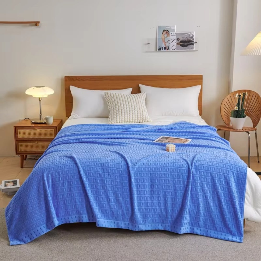 LoungeYard | Waffle Cotton Summer Bedspread Throw Blanket — product view 1