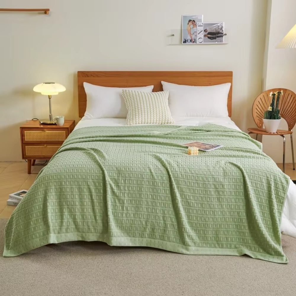 LoungeYard | Waffle Cotton Summer Bedspread Throw Blanket — product view 5