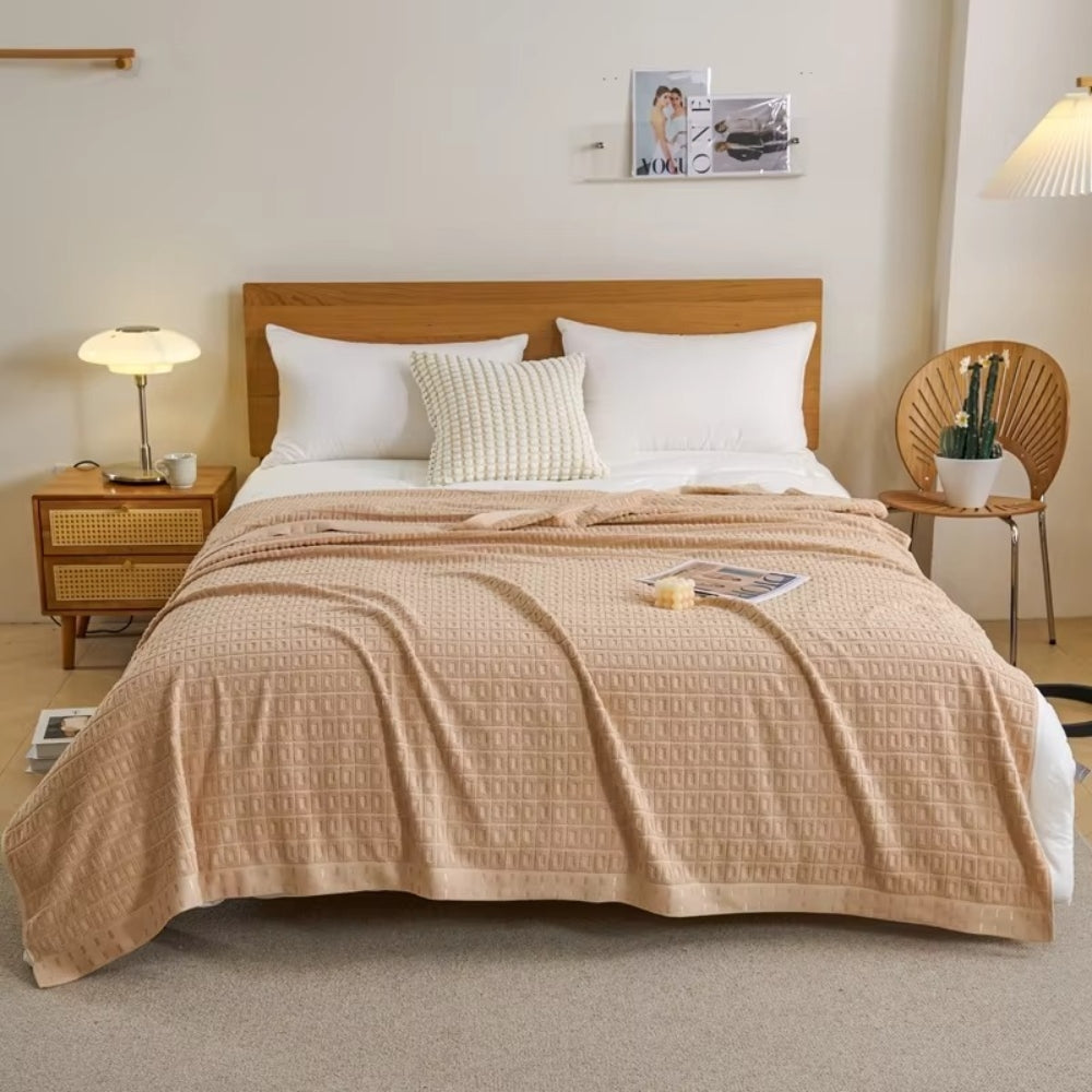 LoungeYard | Waffle Cotton Summer Bedspread Throw Blanket — product view 6