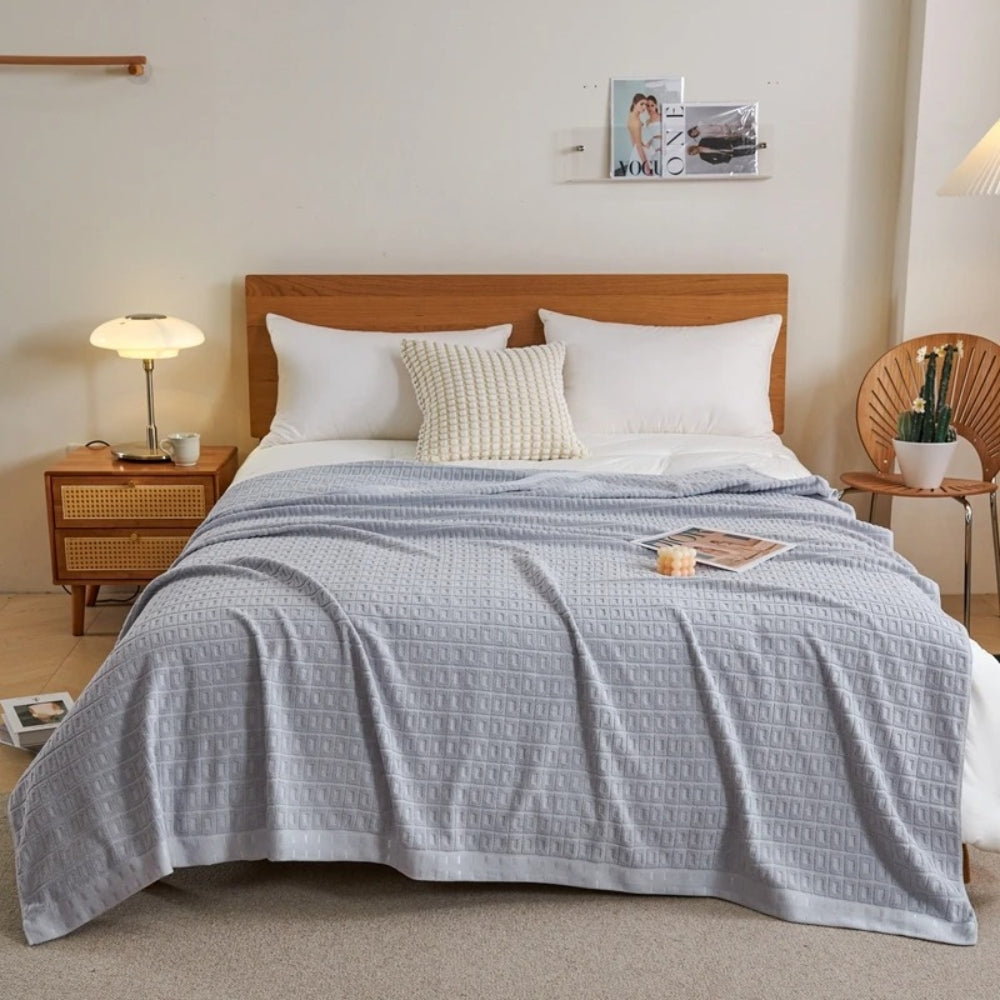 LoungeYard | Waffle Cotton Summer Bedspread Throw Blanket — product view 7