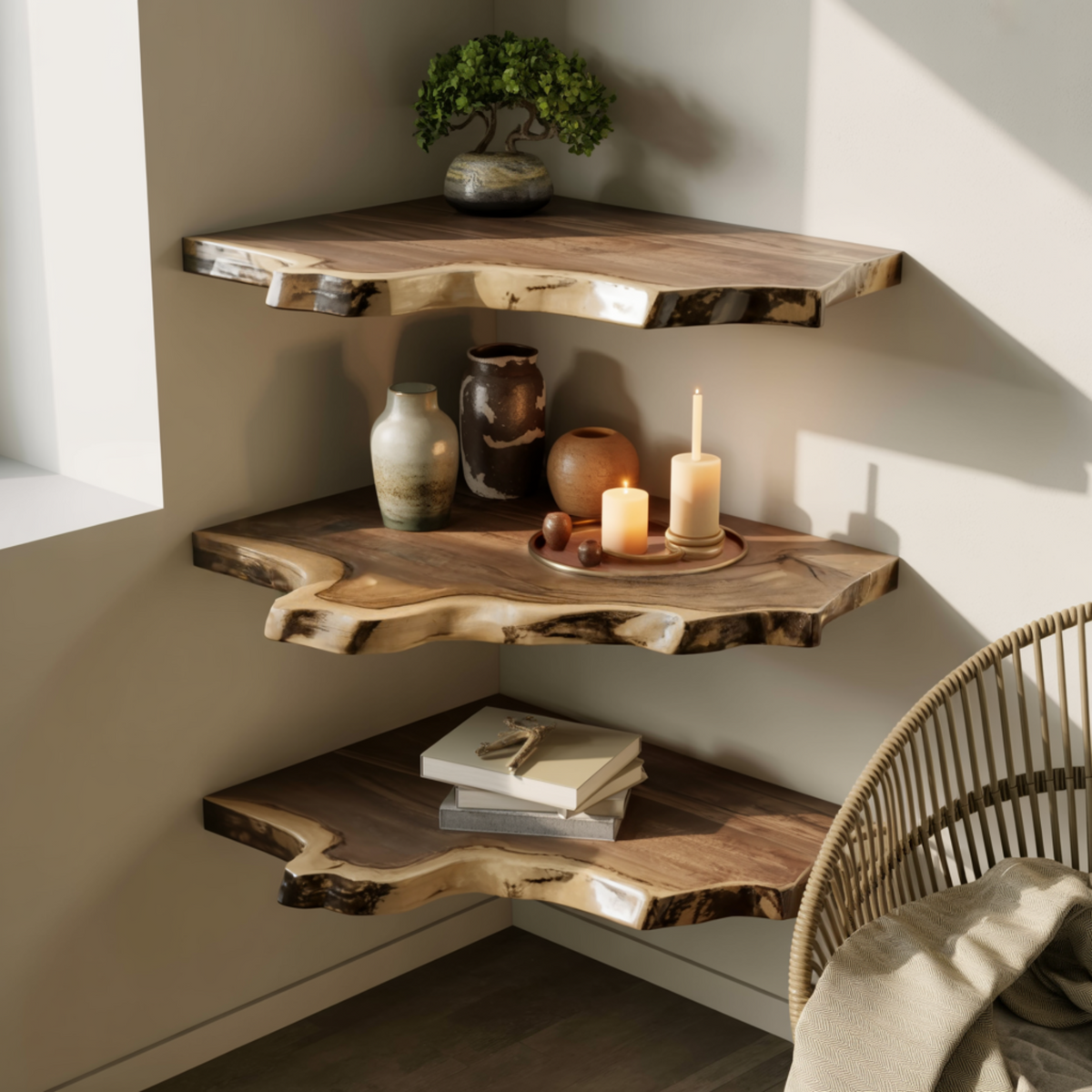 Wavedge Live Edge Floating Corner Shelf — product view 4