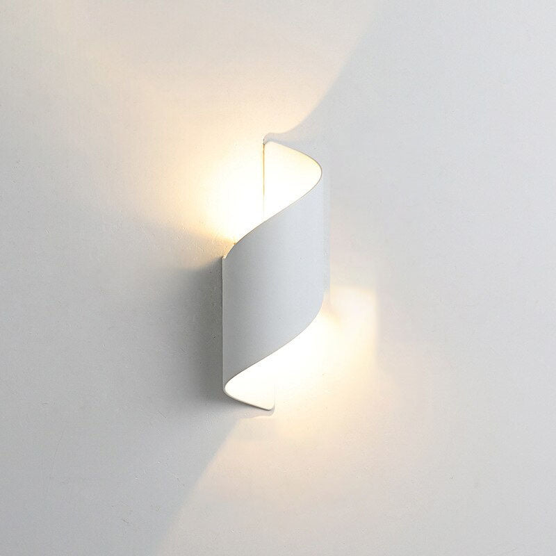 Modern Curl Twisted LED Wall Light Dimmable Bedroom Living Room — White Black Small Medium Large — product view 5
