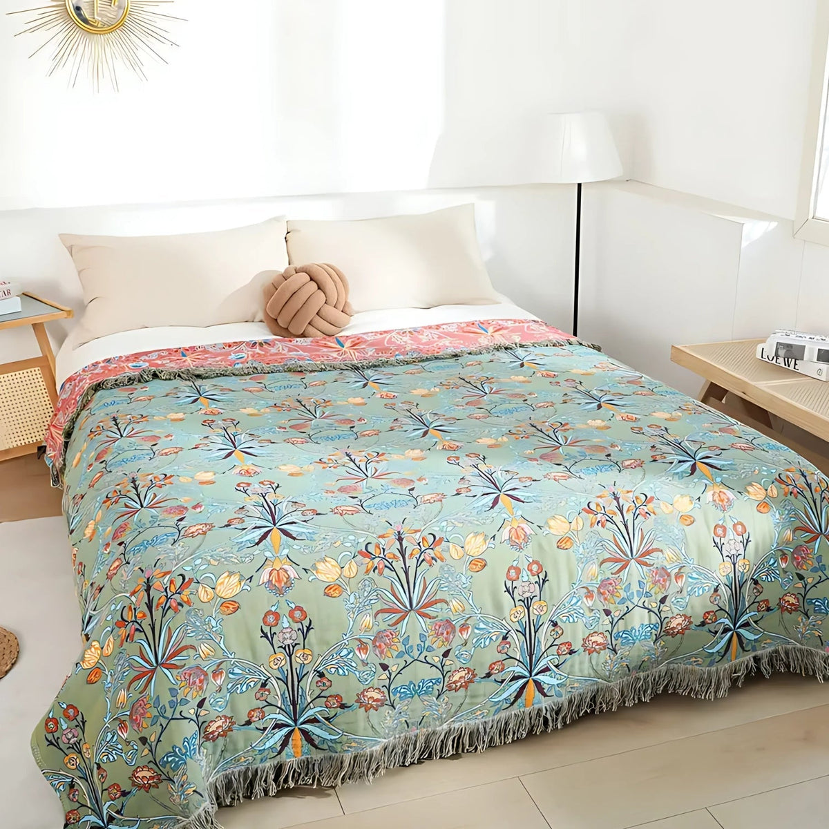 LoungeYard | Wild Petal Pure Cotton Reversible Blanket — product view 1