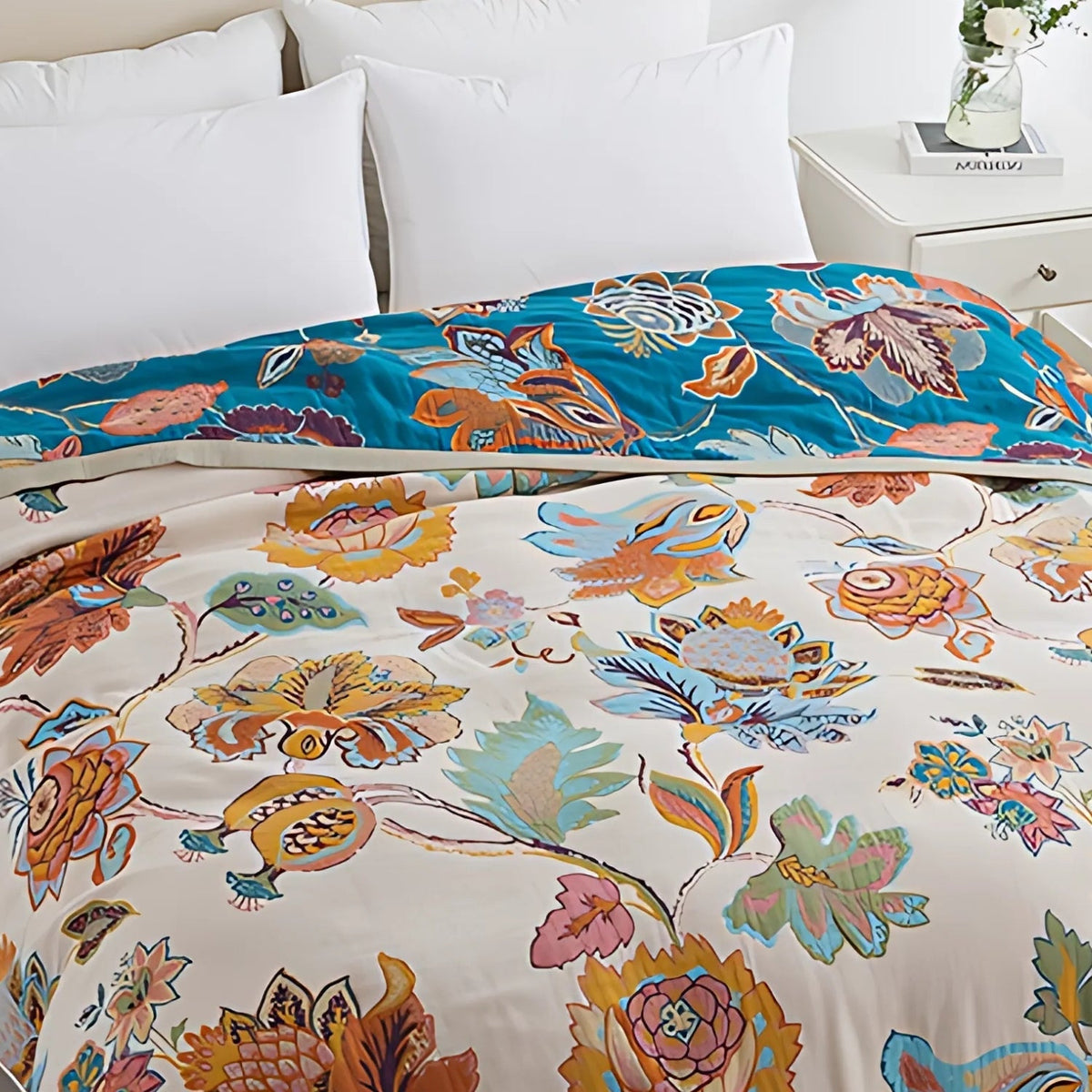 LoungeYard | Wildbloom Reversible Flora Cotton Blanket — product view 1