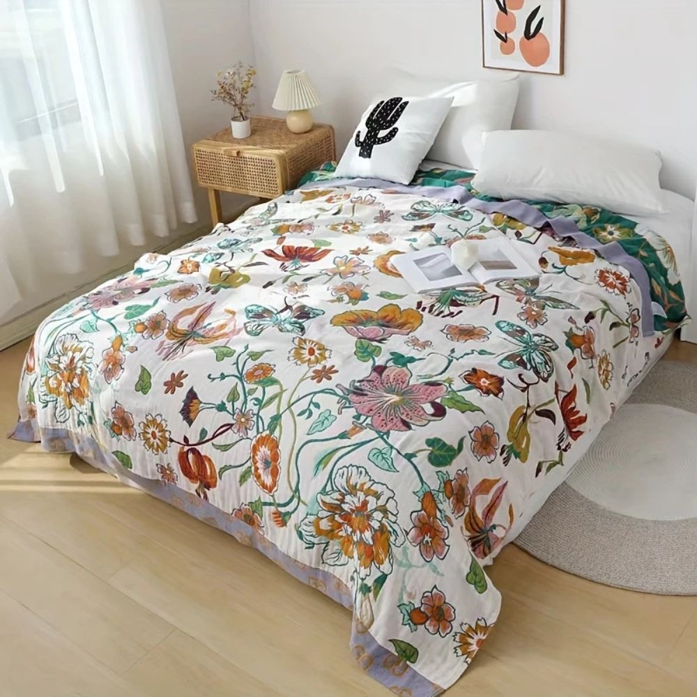 LoungeYard | Wildflower Botanical Reverie Cotton Blanket — product view 4