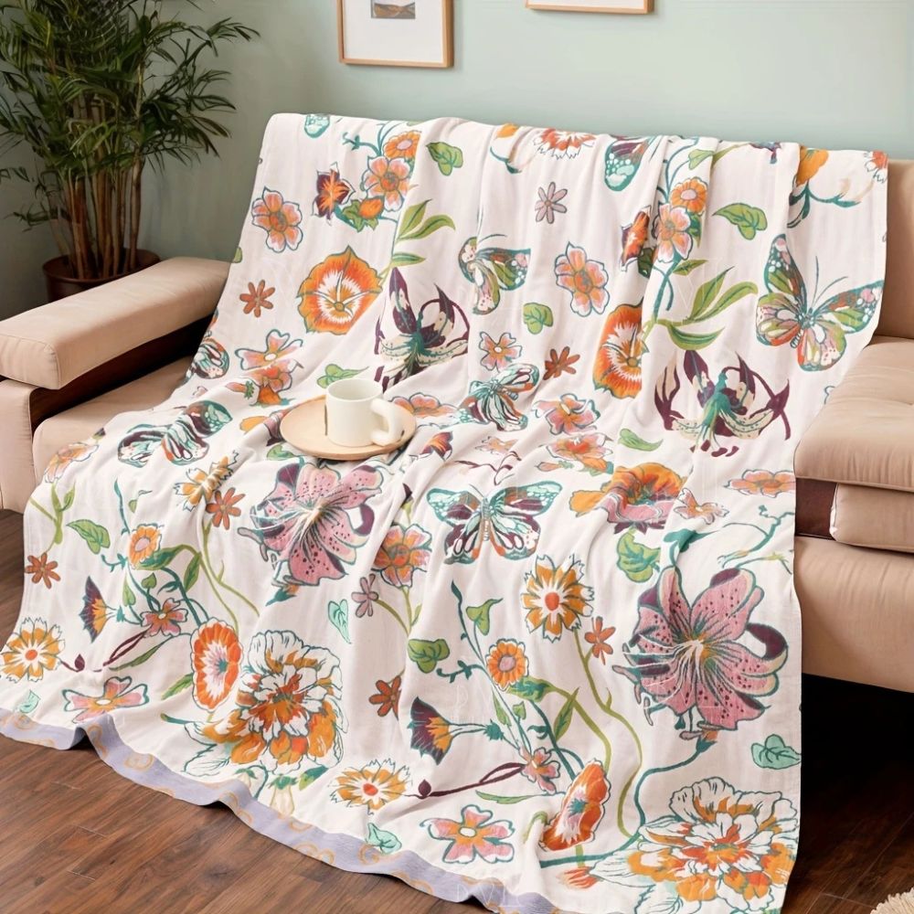 LoungeYard | Wildflower Botanical Reverie Cotton Blanket — product view 1