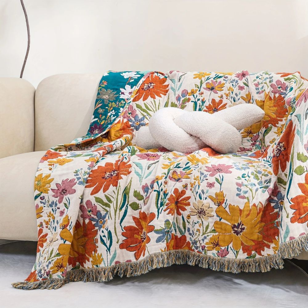 LoungeYard | Wildflower Garden Cotton Blanket — product view 3