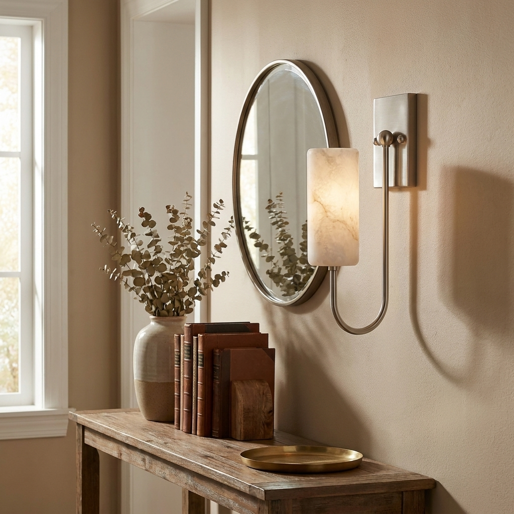 Wishbone Alabaster Wall Sconce — product view 3