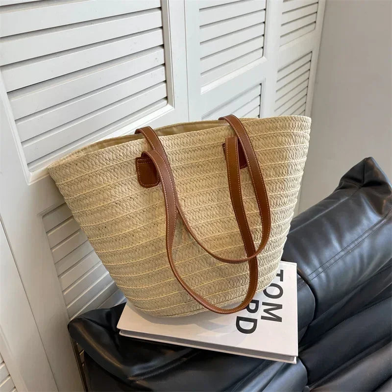 LoungeYard | Basket Shoulder Bag for Women – Woven Design – practical and spacious – versatile carrying options – Wall Clock — product view 2