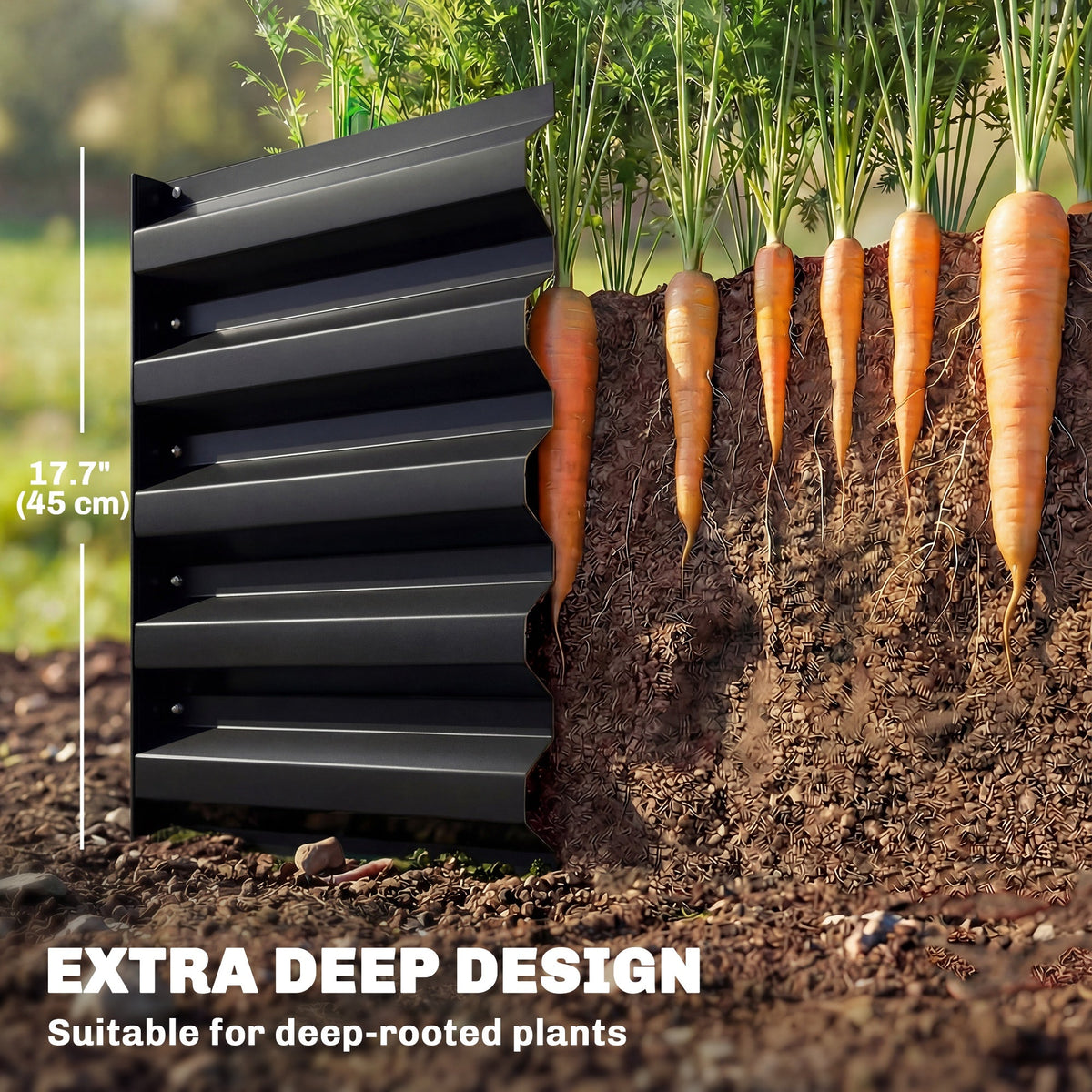 8 x 2.6 x 1.5ft Galvanized Raised Garden Bed with Open Bottom, Black — product view 6