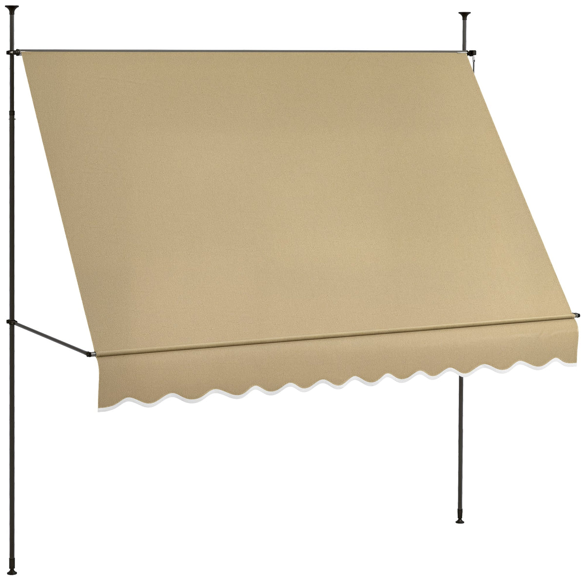 118" Manual Retractable Awning with Support Pole, Beige — product view 1