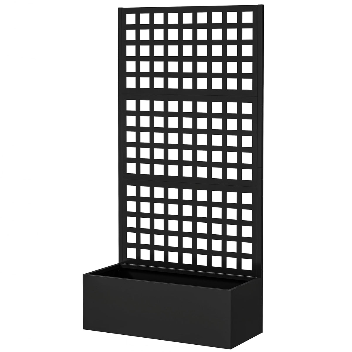 Galvanized Raised Garden Bed with Trellis, 35" x 16" x 70", Black — product view 2