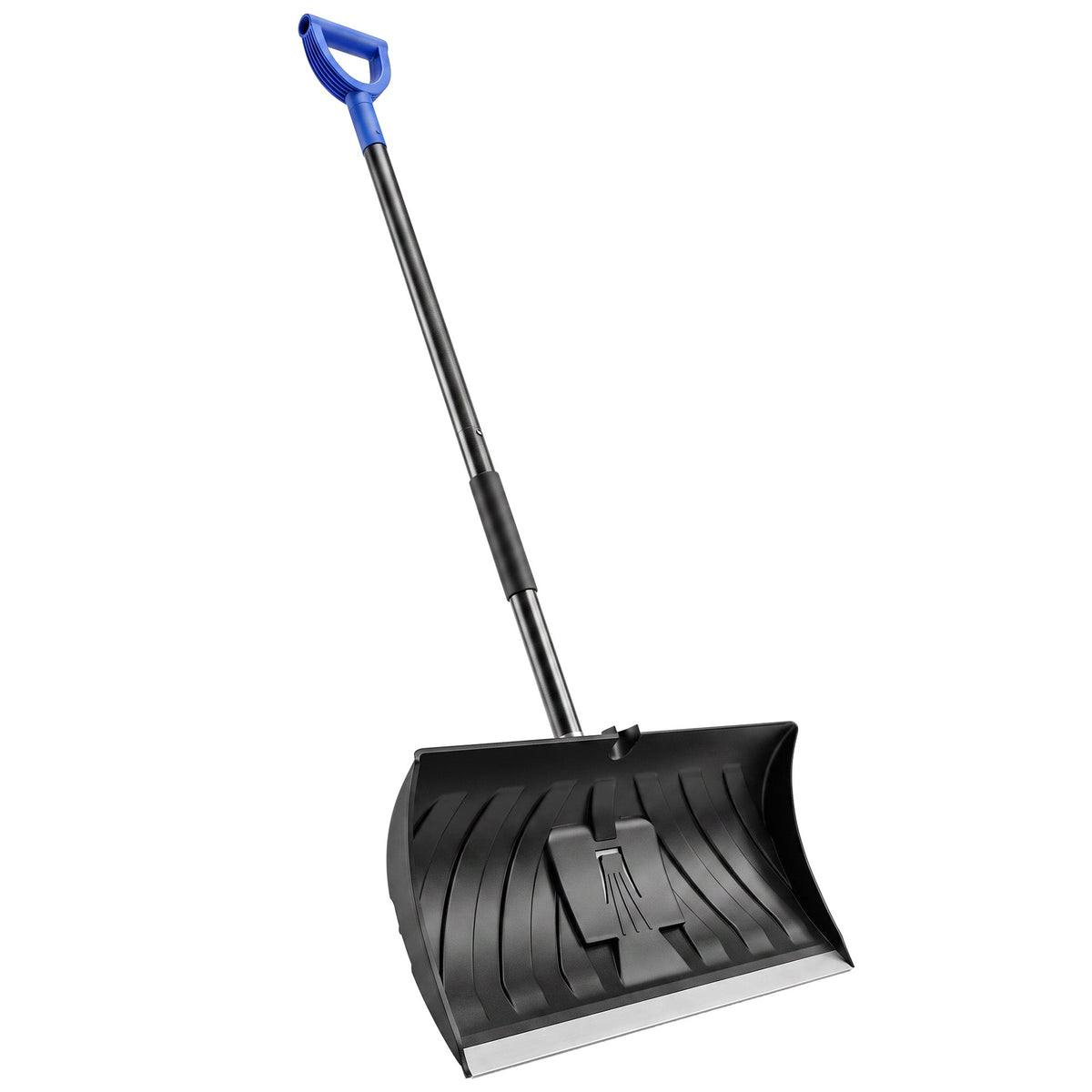 2-in-1 Snow Shovel & Scraper, 22" Heavy Duty Pusher with Metal Strip, Black — product view 1