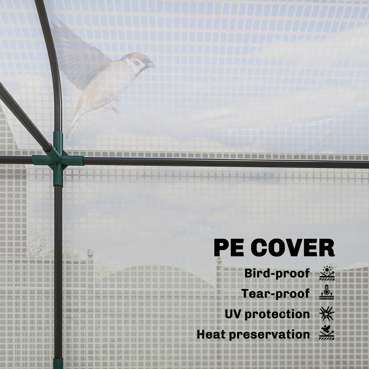 3-Tier Mini Greenhouse, 56.3" x 18.1" x 65", White — product view 7