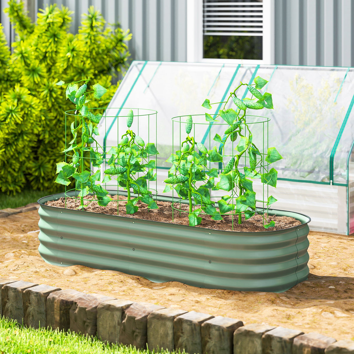 5' x 2' x 1' Galvanized Raised Garden Bed Kit, Green — product view 3