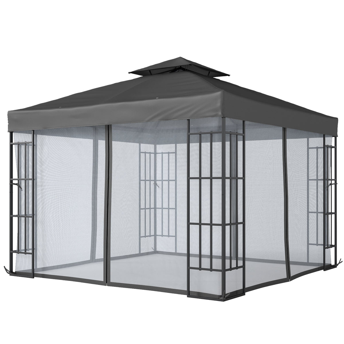 10' x 10' Soft Top Gazebo with Mosquito Netting, Dark Grey — product view 2