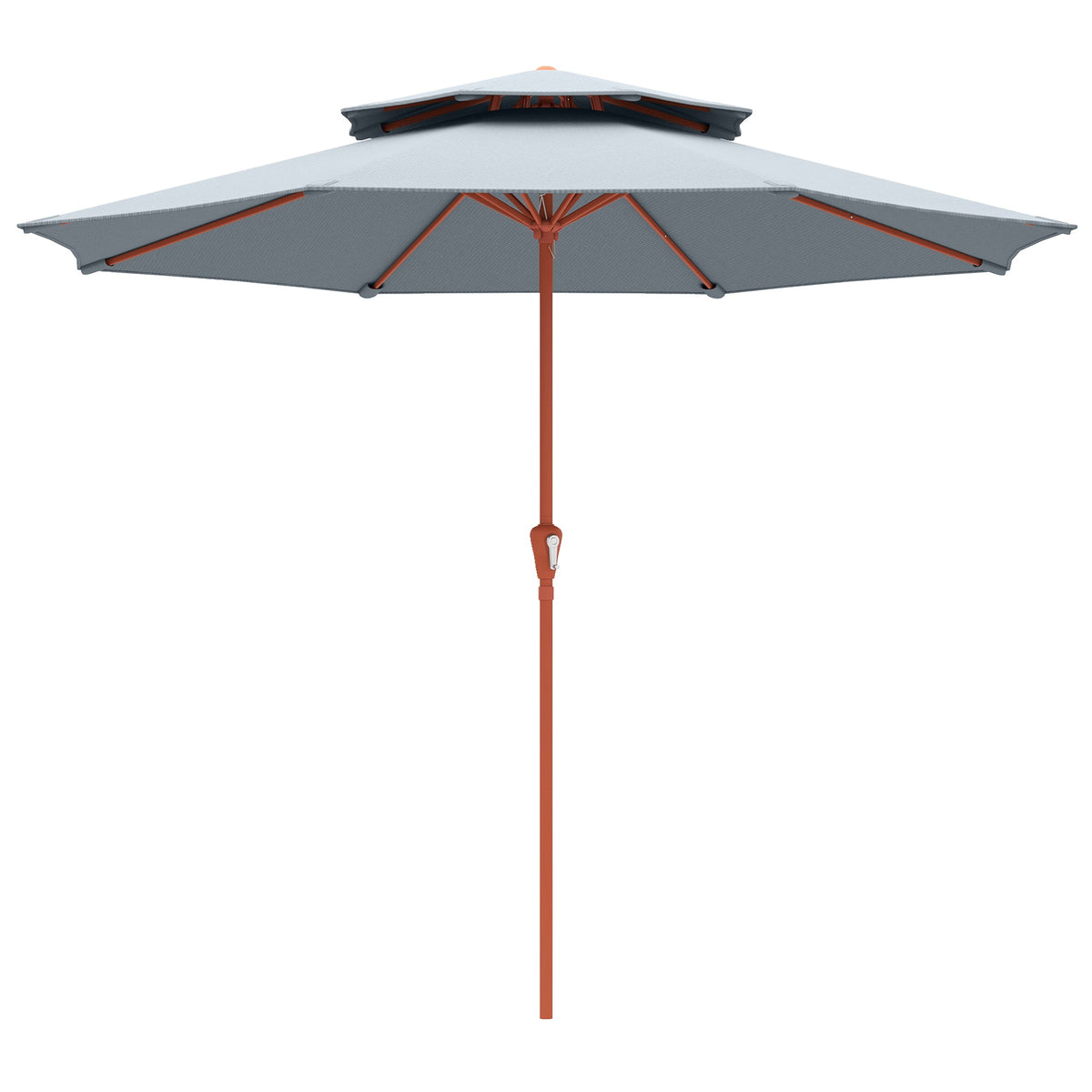 104'' x 104'' Patio Umbrella with Crank and Double Top, Light Grey — product view 1