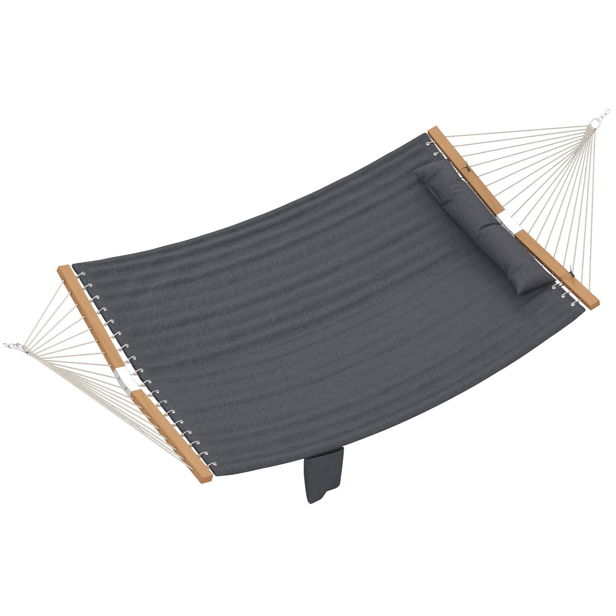 128" x 55" 2-Person Hammock with Pillow, 440 lbs Capacity, Gray — product view 1