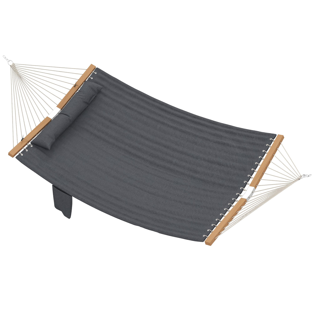 128" x 55" 2-Person Hammock with Pillow, 440 lbs Capacity, Gray — product view 2