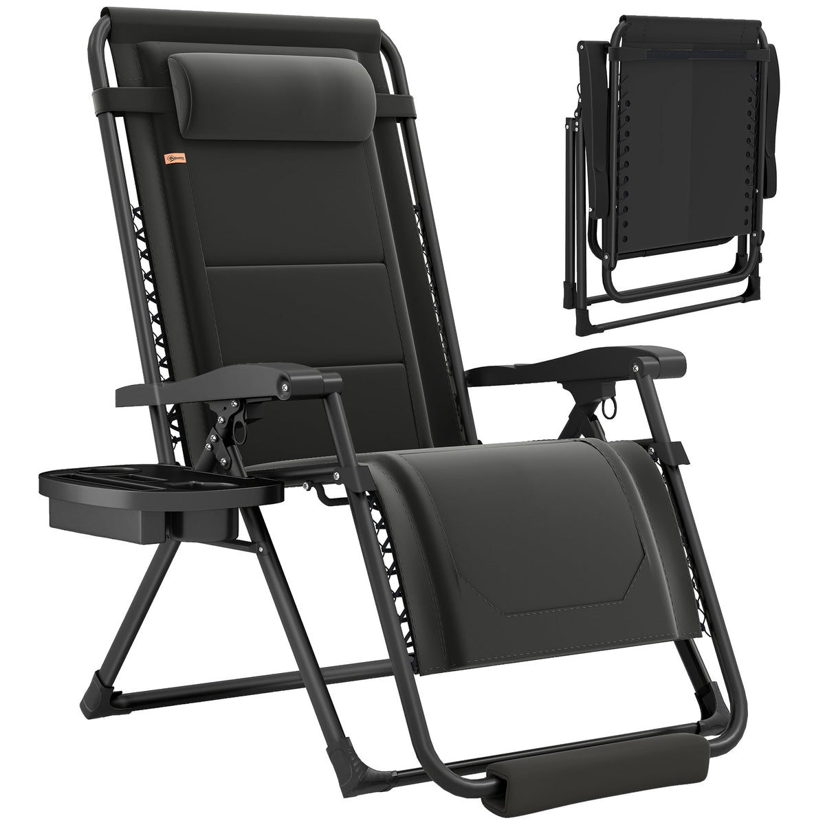 Zero Gravity Lounger Chair with Cup Holder, 400 LBS Capacity, Black — product view 1