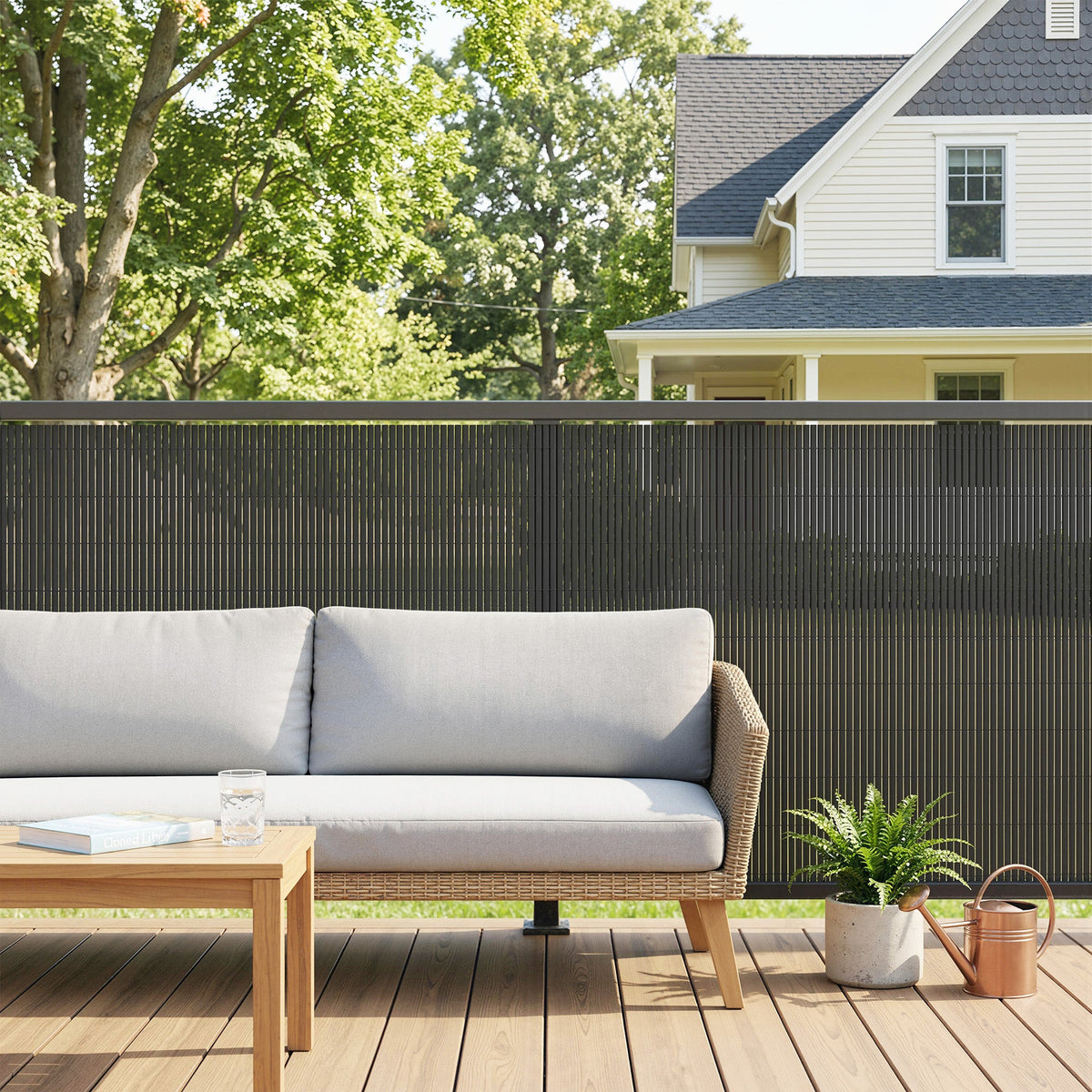 2pcs Plastic Privacy Screening Fence, 1 m x 3 m, Dark Grey — product view 3