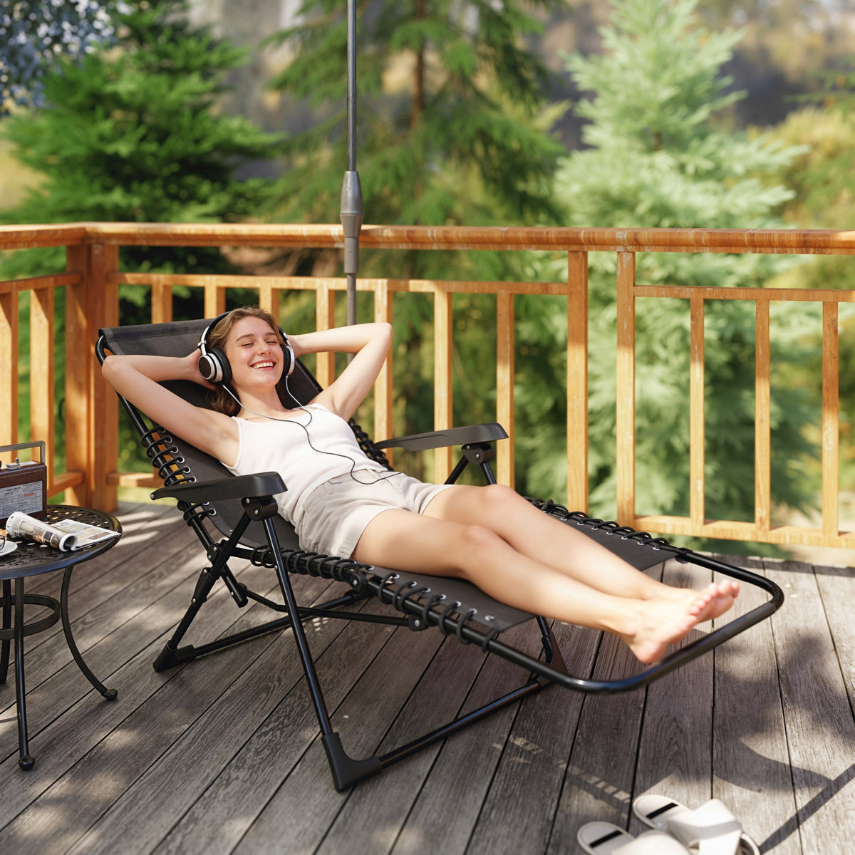 Zero Gravity Chair with 5-Position Backrest and Headrest, Black — product view 3