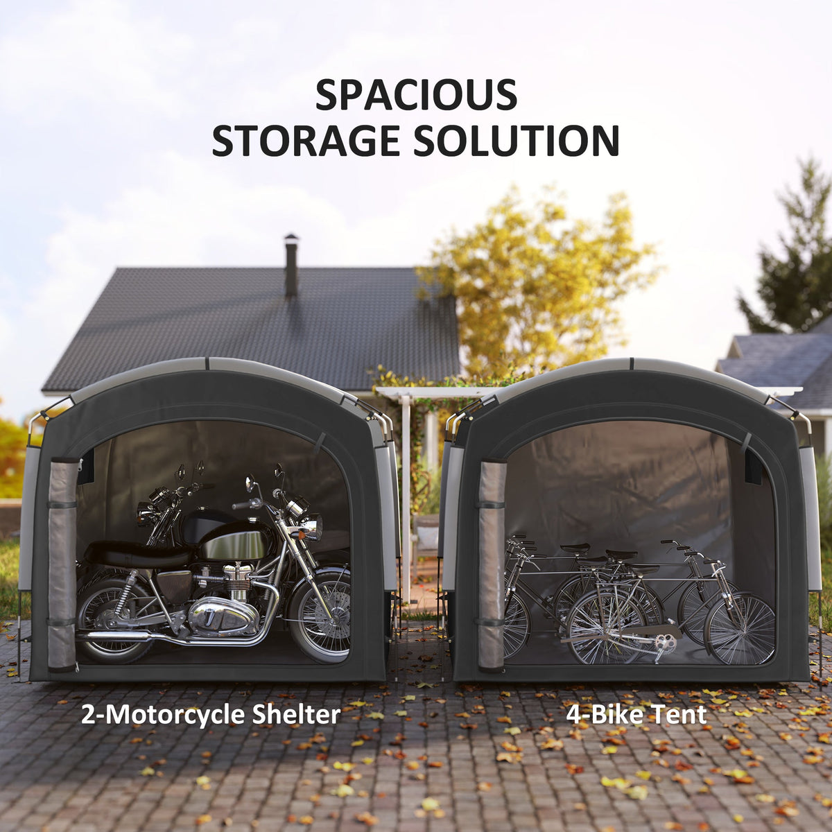 Bike Storage Tent with 210D Oxford Fabric and Carry Bag for 3-4 Bikes, Black — product view 6