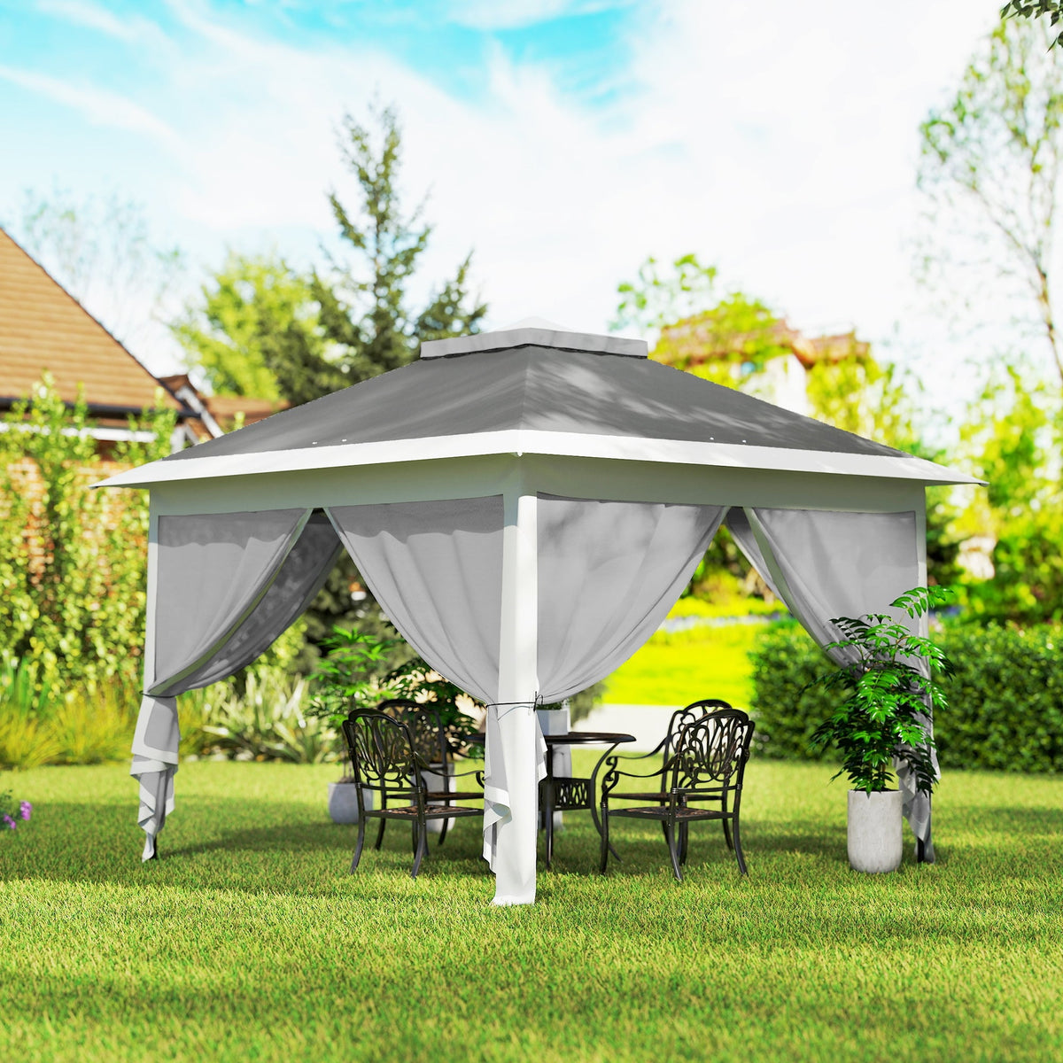 11' x 11' Pop Up Canopy with Double Roof and Mesh Sidewalls, Dark Grey — product view 4