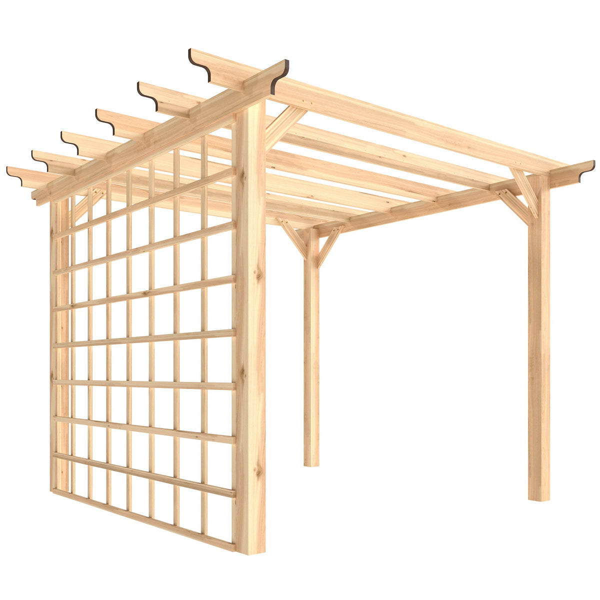 PerArbor 3 x 3 m Natural Wood Pergola Kit with Grape Trellis & Triangle Supports — product view 1