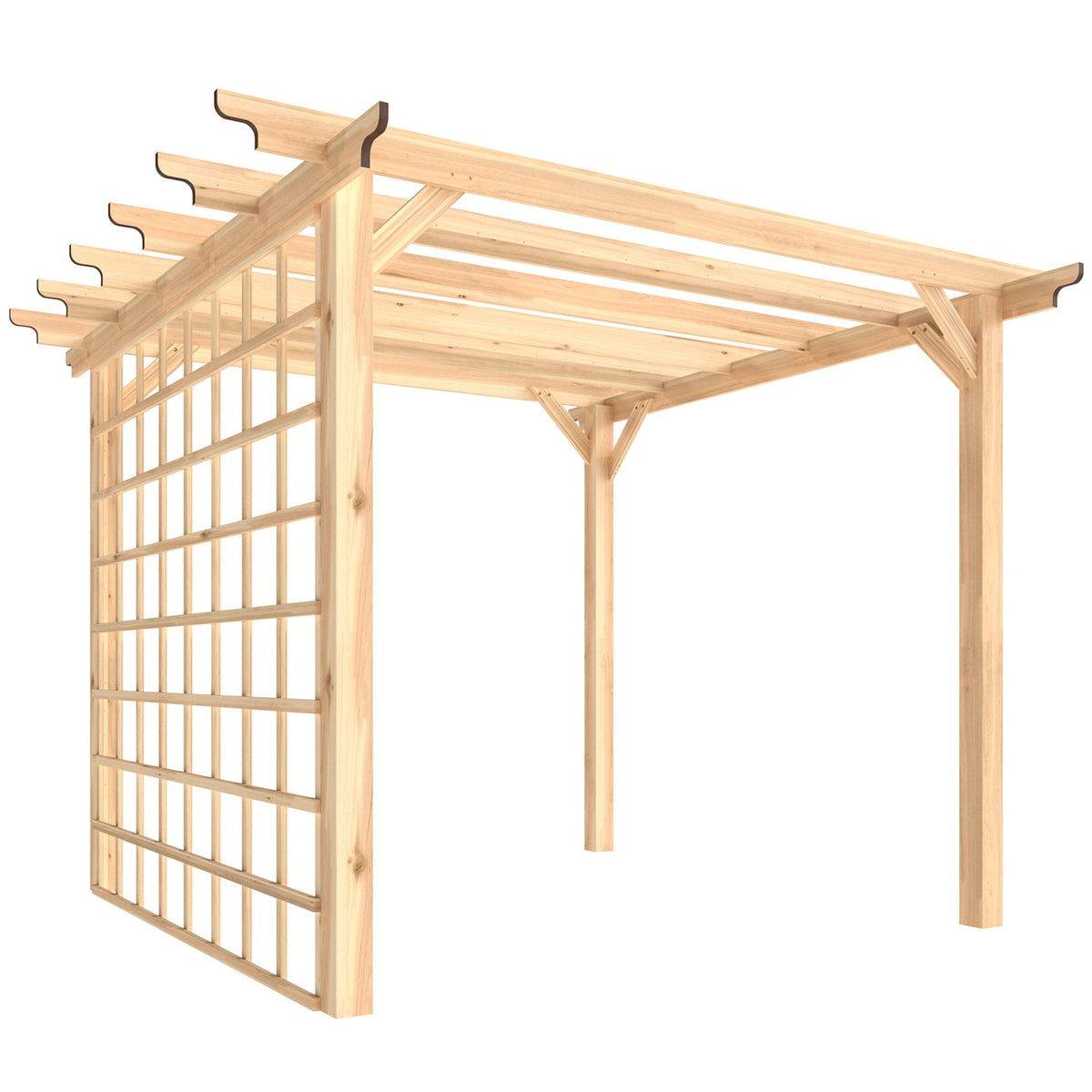 PerArbor 3 x 3 m Natural Wood Pergola Kit with Grape Trellis & Triangle Supports — product view 2