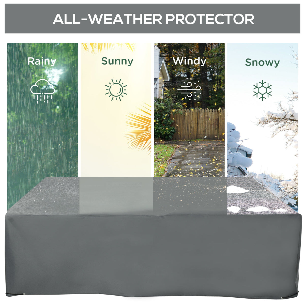 80.7" x 75.6" x 24" Waterproof Patio Furniture Cover, Grey — product view 6